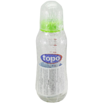 Світлина Декорована скляна пляшка 240мл з силіконовою соскою Topo buono скло